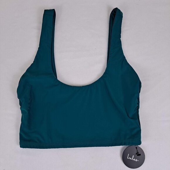 Lulu's size Small Green Scoop Neck Bikini Swim Top NWT - Picture 2 of 11